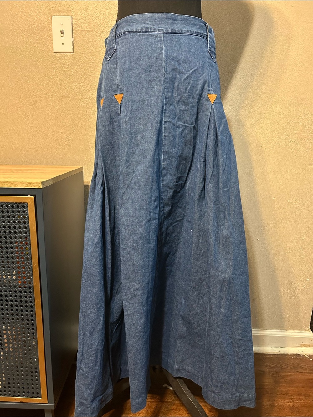 Frontier Classics Molly Denim Maxi Skirt Size 12 Western Cowgirl Pleated CL3 - Picture 2 of 5